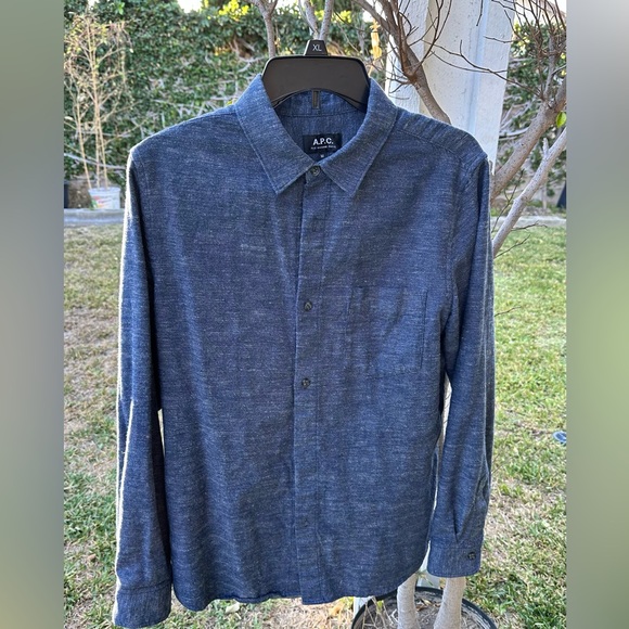 A.P.C. Men’s Blue Button Down Dress Shirt Size Medium - Picture 1 of 4
